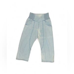 We the Free Free People Lunan crop harem pants blue bleach wash XS NWOT